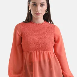 Kazo Round Neck Regular Smocked Top-image-43