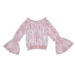 Peppermint Girls Floral Printed Bell Sleeves Smocked Blouson Top-image-59