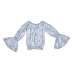 Peppermint Girls Floral Printed Off Shoulder Bell Sleeve Chiffon Blouson Top-image-17