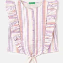 United Colors of Benetton Girls Round Neck Striped Cotton Blouson Top-image-37