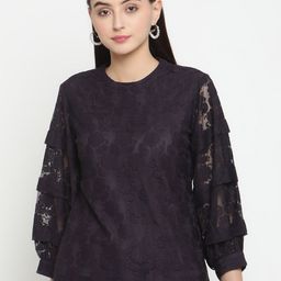 Be Indi Navy Blue Net Top-image-39