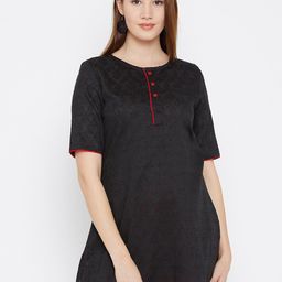 Ruhaans Self Design Pure Cotton Boat Neck Straight Kurti-image-40
