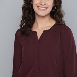 Mast & Harbour Women Maroon Solid Top-image-48
