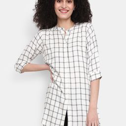 V-Mart Checked High-Low Longline Top-picture-51