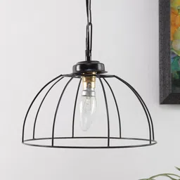 Devansh Black Solid Iron Umbrella Hanging Light-49