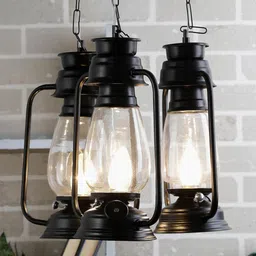 Devansh Set of 3 Black Cluster Lantern Transparent Glass Hanging Lamp-21