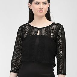Eavan Round Neck Long Sleeve Cotton Net Top-image-25