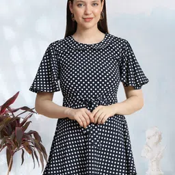 BAESD Polka Dot Printed Peter Pan Collar A-Line Top-image-40