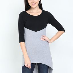Fleximaa Black & Grey Colourblocked High-Low Longline Top-picture-36
