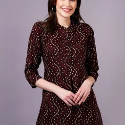 JC4U Animal Print Mandarin Collar Roll-Up Sleeves Longline Top-image-22