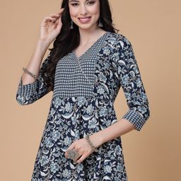 God Bless Floral Printed V-Neck Longline Empire Top-image-92