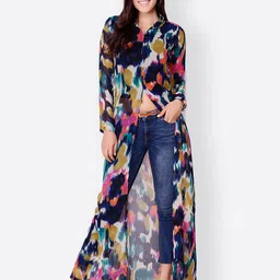 MINOS Printed Maxi Shirt Collar Longline Top-picture-16
