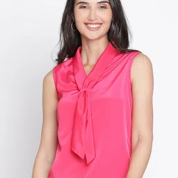 DRAAX Fashions Tie-Up Neck Front Knot Top-picture-44
