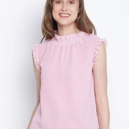 DRAAX Fashions Self Design High Neck Cap Sleeves Pleated Detail Top-picture-8