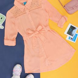 YU by Pantaloons Girls Lace Insert Detailed Shirt Collar Shirt Style Top-image-74