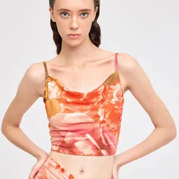 COVER STORY Abstract Printed Shoulder Straps Crop Top-3