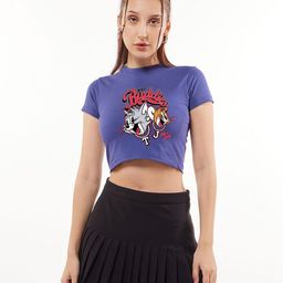 Bewakoof Disney Merchandise Cat Women's Skipper Graphic Printed Slim Fit Short Top-picture-53
