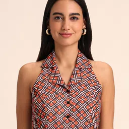 20Dresses Rust Geometric Print Sleeveless Crop Top-image-42
