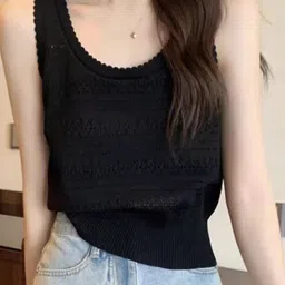 StyleCast Girls Black Self Design Round Neck Sleeveless Top-image-30