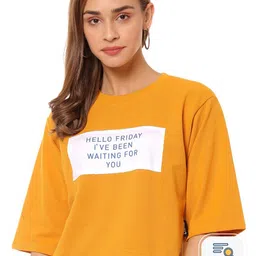 Campus Sutra Typography Printed Cotton Boxy T-shirt-image-25