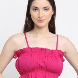 emeros Magenta Crepe Blouson Crop Top-image-95