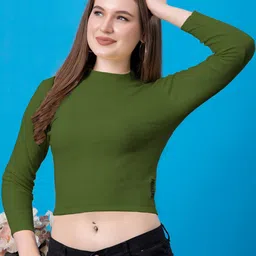 Friskers Extended Sleeves Cotton Crop Top-image-93