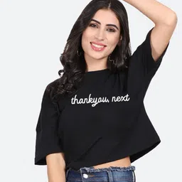 Mad Over Print Typography Printed Cotton Crop Top-image-7