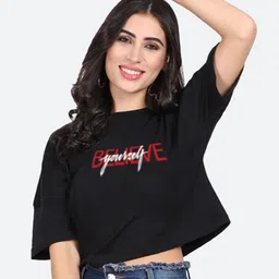 Mad Over Print Typography Printed Drop-Shoulder Cotton Crop Top-image-76
