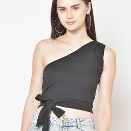 BAESD One Shoulder Cotton Fitted Crop Top-image-97