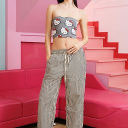 Bonkers Corner Conversational Printed Cotton Tube Crop Top-17