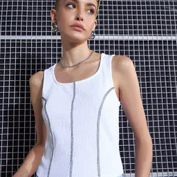 SASSAFRAS White Square Neck Tank Top-image-72