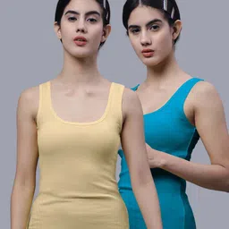 FBAR Pack Of 2 Scoop Neck Skin Friendly Cotton Tank Top-15