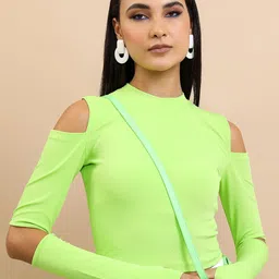 Tokyo Talkies Lime Green High Neck Cold Shoulder Top-picture-14