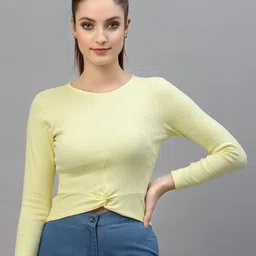 Friskers Yellow Solid Crop Top-image-75