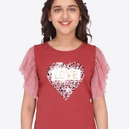 CUTECUMBER Girls Rust Embellished Applique Top-picture-8