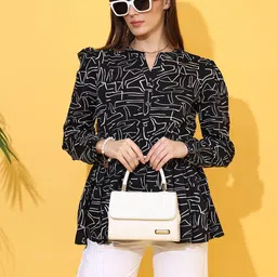SHEETAL Associates Women Print Mandarin Collar Top-picture-46