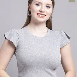 Jinfo Pack Of 2 Round neck Flutter Sleeve Cotton Lycra Crop Top-image-97