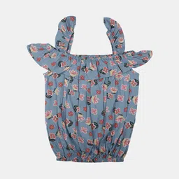 V-Mart Girls Floral Printed Shoulder Straps Gathered and Pleated Cotton Top-10