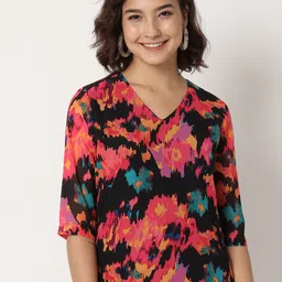 CHARMGAL Abstract Printed Regular Top-3