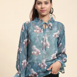 BAESD Floral Printed Keyhole Neck Top-picture-29