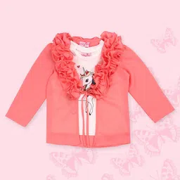 CUTECUMBER Girls Tie-Up Neck Long Sleeves Ruffled Georgette Regular Top With Inner-image-29