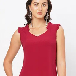 Curves by MISH V-Neck Ruffles Georgette Top-image-88