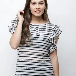 BAESD Striped Flutter Sleeve Georgette Top-picture-17