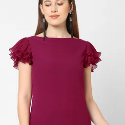 MISH Purple Solid Georgette Top-picture-17
