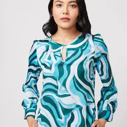 NOT SO PINK Women Green Printed Top-picture-40