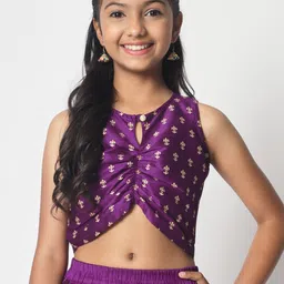 studio rasa Girls Print Sleeveless Keyhole Neck Crop Top-image-56