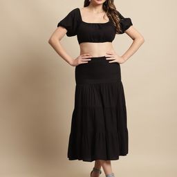 NoBarr Puff Sleeves Square Neck Fitted Crop Top-image-91