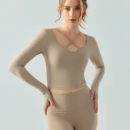 JC Collection Round Neck Cut Out Fitted Sports Top-picture-58