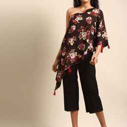 DODO & MOA Floral Print One Shoulder Crepe Top-image-15