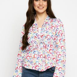 BRINNS Geometric Printed Waist Tie Ups Long Sleeves Top-image-87